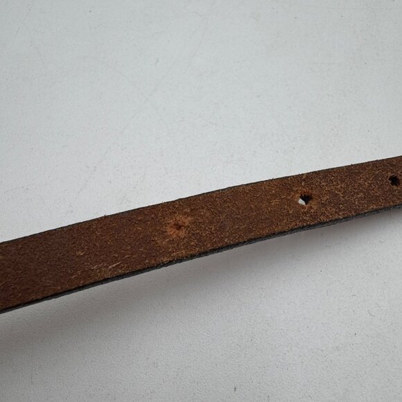 American Eagle Brown Leather Belt With Brass Stud Details & Buckle - Picture 10 of 10